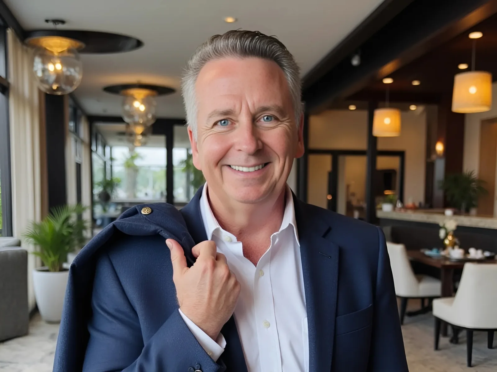 Brendan T. O'Connor, Founder & Principal of The Brushton Group, photographed in an office lobby in Sarasota, Florida.
